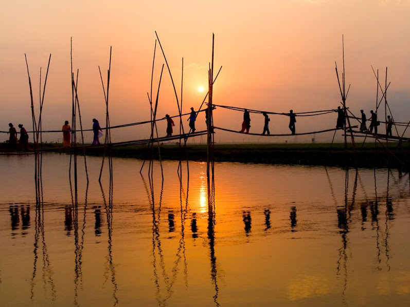 Bamboo bridge, Bangladesh